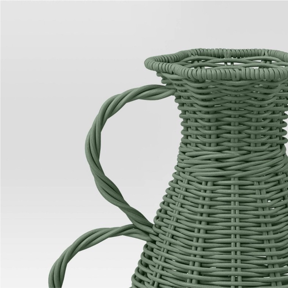 THRESHOLD NWT coastal rattan vase -blue -10” - Picture 3 of 5